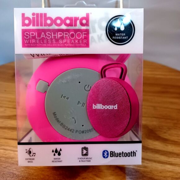 BILLBOARD Wireless Bluetooth SplashProof Speaker BB2442 Pink Water Resistant - Picture 1 of 5